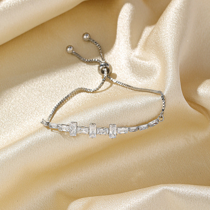 Bracelets plaqués or 14 carats avec incrustation de cuivre rectangulaire brillant de style IG
