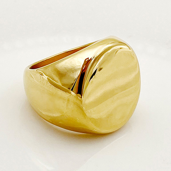 Anéis banhados a ouro redondos de polimento de aço inoxidável estilo simples casual