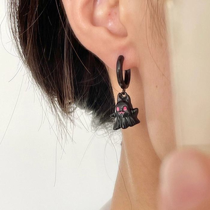 1 paire de boucles d'oreilles pendantes en laiton plaqué fantôme géométrique mignon