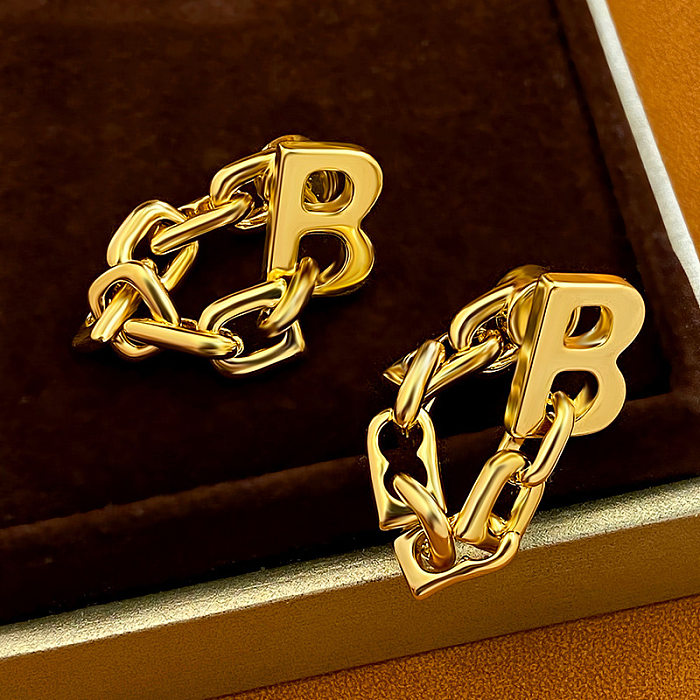 1 Pair Simple Style Shiny Letter Plating Copper 14K Gold Plated Drop Earrings