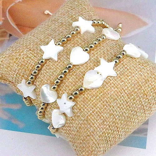 Simple Style Star Heart Shape Shell Copper Plating Bracelets 1 Piece
