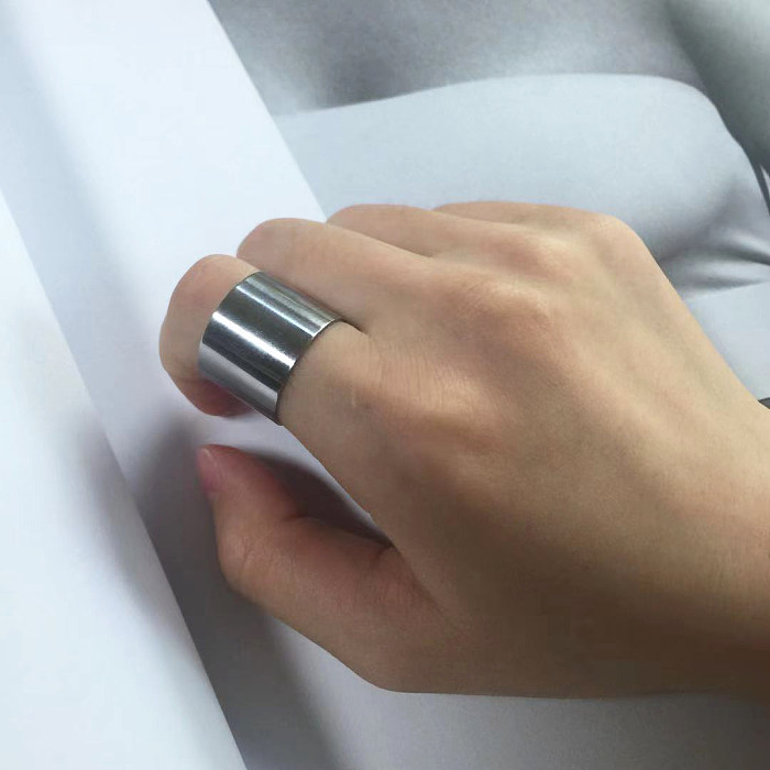 Women's Titanium Steel Opening Adjustable Geometric Wide Version Ring