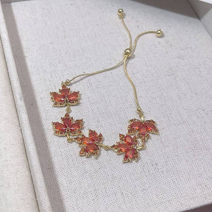 Fashion Maple Leaf Copper Plating Artificial Gemstones Earrings