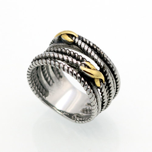 1 pièce anneaux de placage en acier titane bloc de couleur à la mode