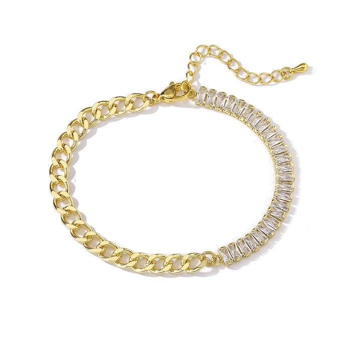 Einfaches kreatives 18K vergoldetes Zirkon-Inlay-geometrisches Damenarmband