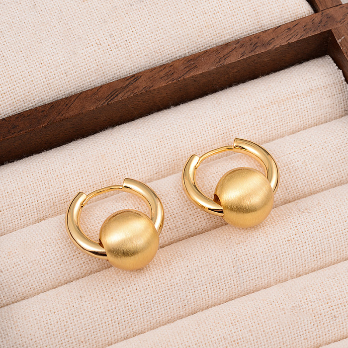 1 Pair Classic Style Round Plating Copper Gold Plated Ear Studs