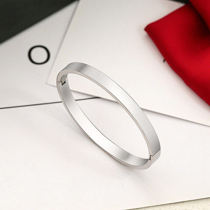 Estilo simples comute círculo titânio chapeamento de aço inlay zircão anéis pulseiras