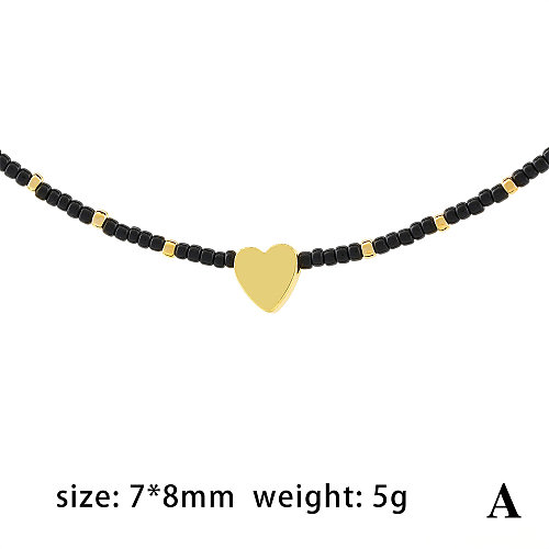 Simple Style Heart Shape Glass Copper Plating 18K Gold Plated Layered Necklaces
