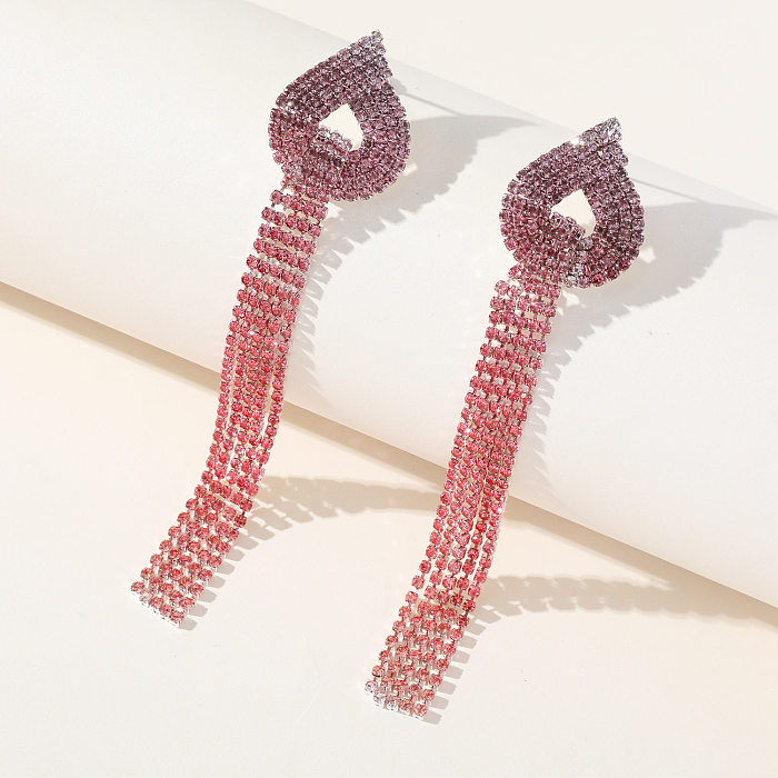 1 Pair Elegant Simple Style Heart Shape Inlay Copper Zircon Drop Earrings