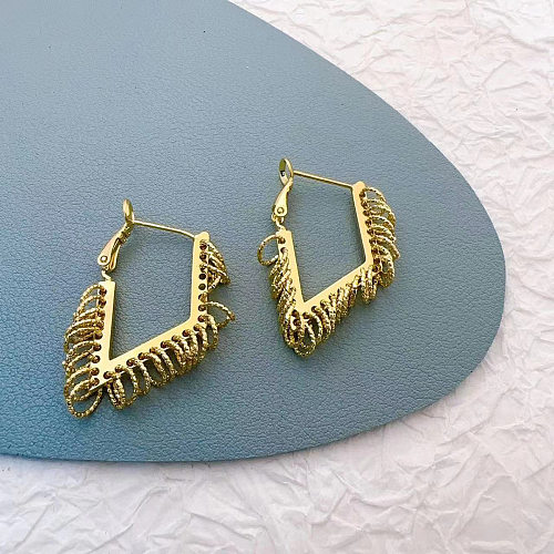 1 paire de boucles d'oreilles en cuivre superposées de couleur unie, Style Simple