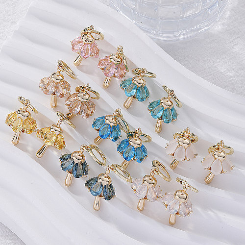 1 Pair Simple Style Mushroom Plating Inlay Copper Zircon Gold Plated Drop Earrings