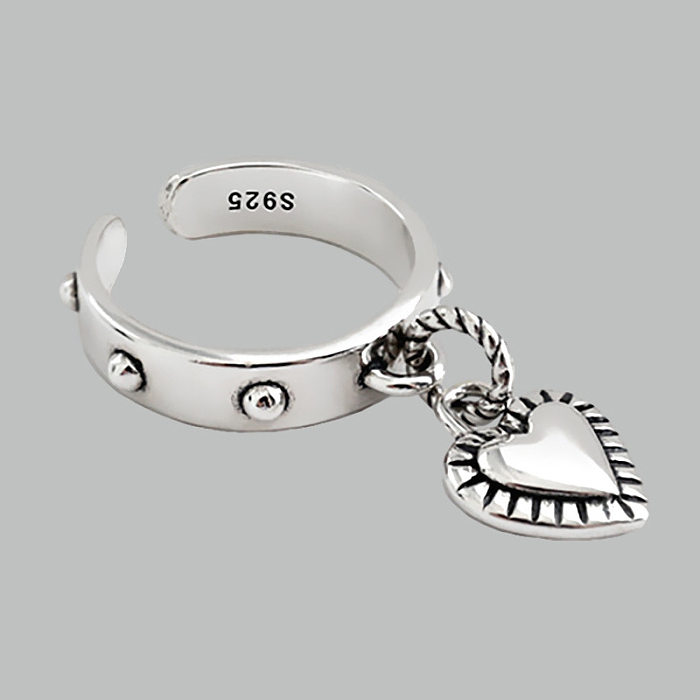 Retro Lady Streetwear Heart Shape Copper Plating Charm Ring