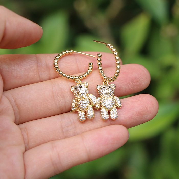 Bear C-shaped Female Fashion Creative Tiger Butterfly Copper Earrings
