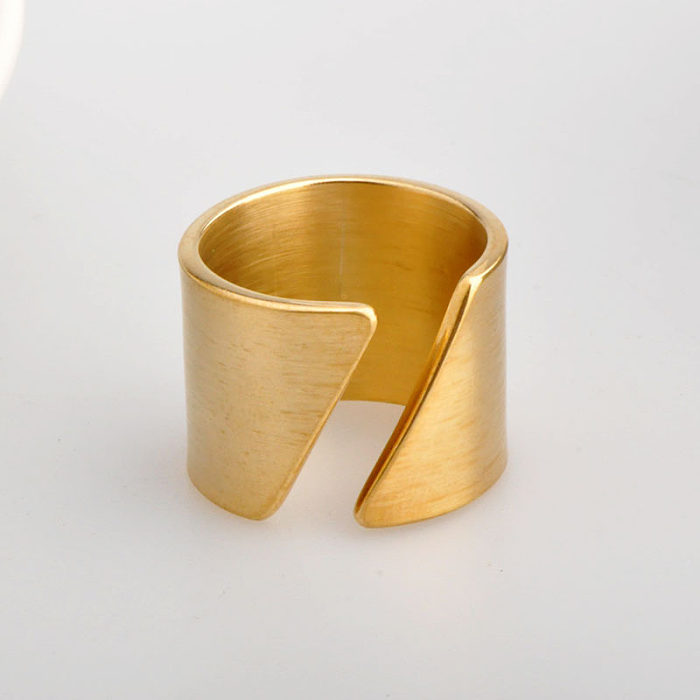 Großhandel, einfacher Stil, geometrischer breiter Bandring aus Titanstahl, offener Ring