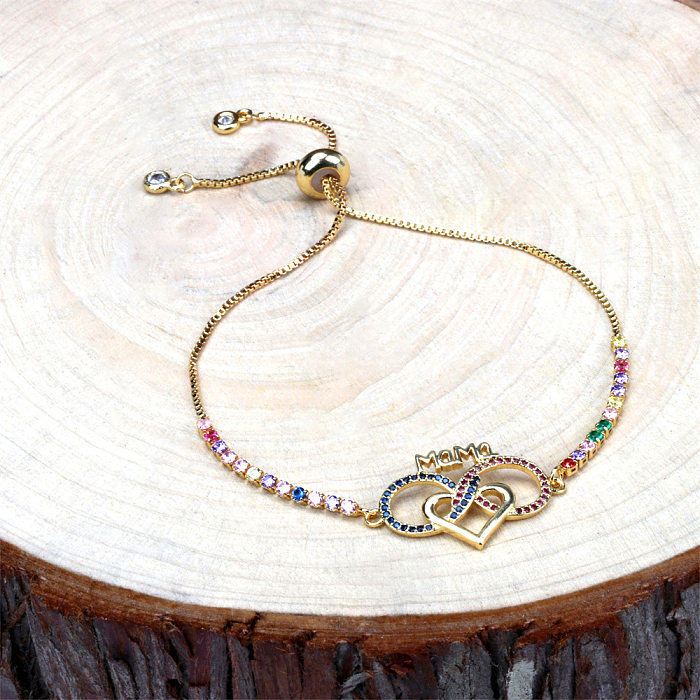 Letter Infinite Heart Shaped Diamond Creative Jewelry Copper Bracelet Mother Gift
