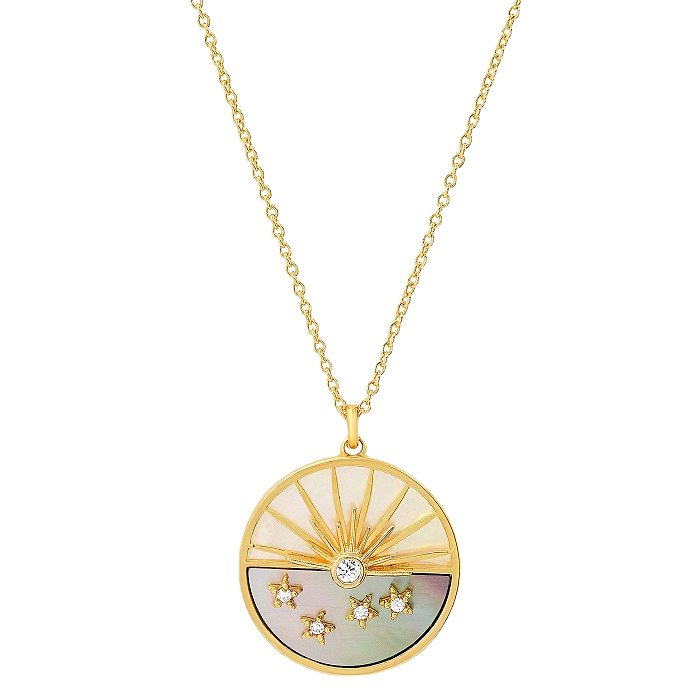 Fashion Sun Star Moon Copper Pendant Necklace Metal Zircon Copper Necklaces