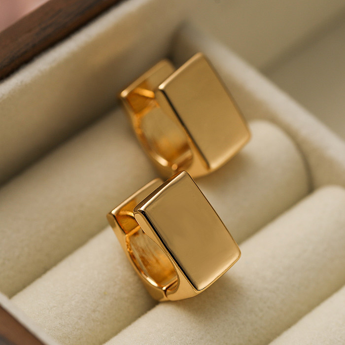 1 Pair Basic Commute Solid Color Copper Plating 18K Gold Plated Hoop Earrings
