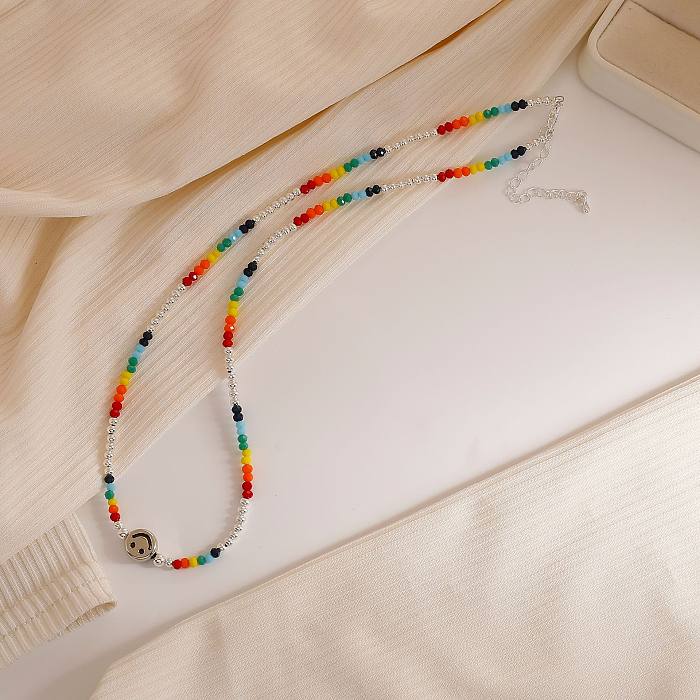 Sweet Streetwear Geometric Smiley Face Copper Plating Necklace