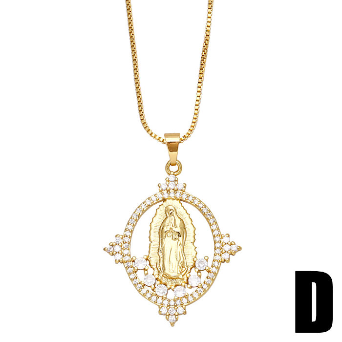 Fashion Inlaid Zircon Virgin Mary Pendant Copper Necklace Wholesale