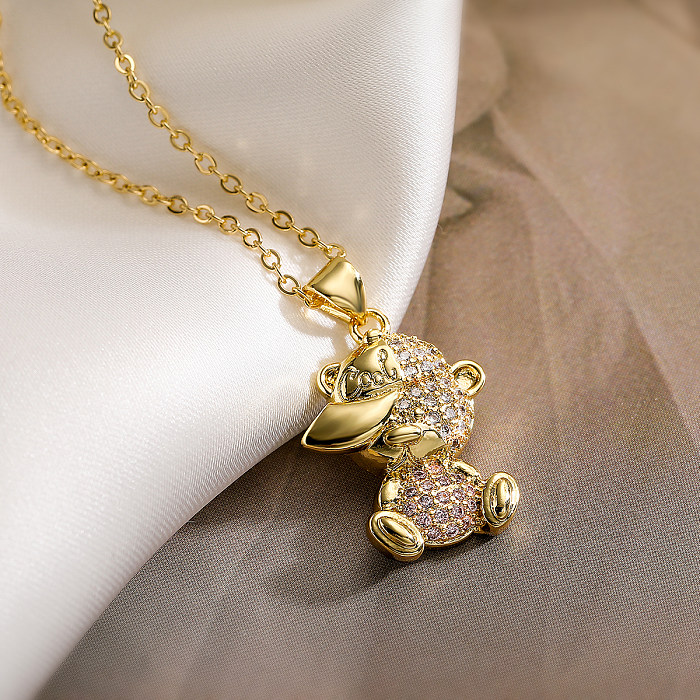 Collier avec pendentif en Zircon plaqué or 18 carats, animal de transport mignon, en vrac