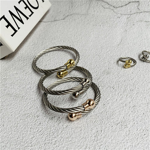 Hip-Hop Stripe Stainless Steel Unisex Rings Bracelets