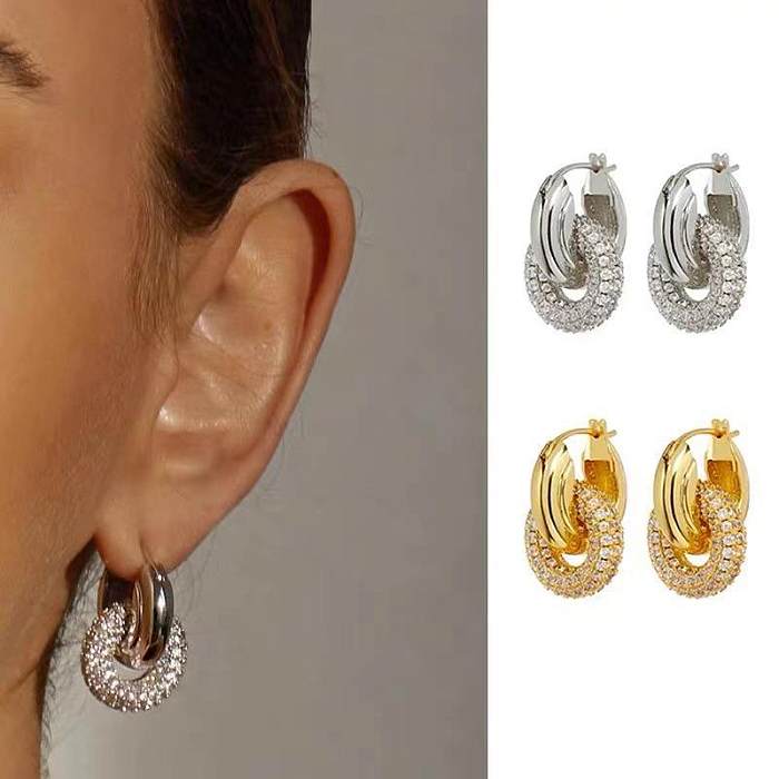 Casual Geometric Copper Plating Artificial Rhinestones Earrings 1 Pair