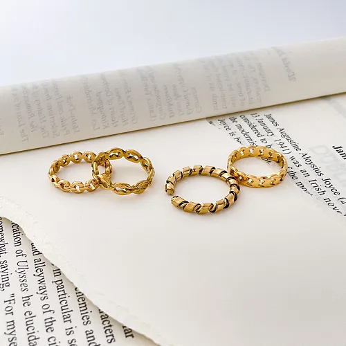 Simple Style Solid Color Titanium Steel Hollow Out Rings