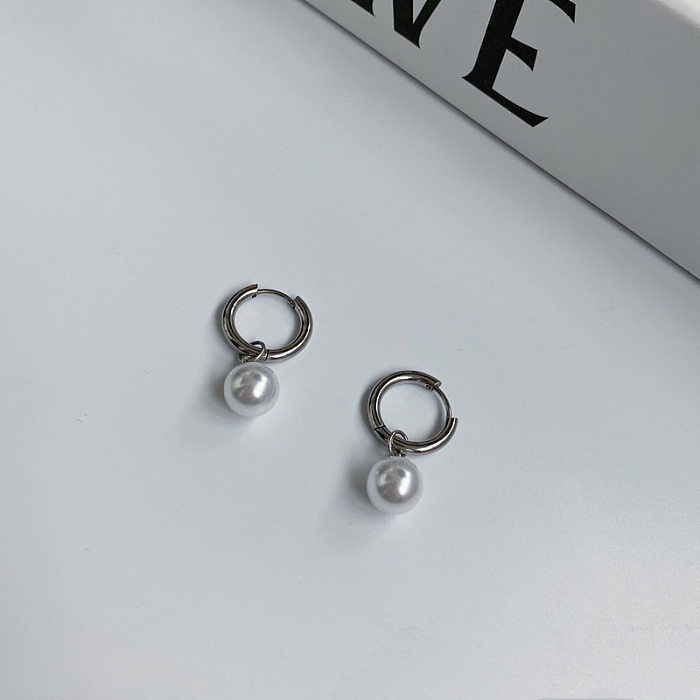 Elegant Pearl Personality Simple Beautiful Titanium Steel Drop Earring