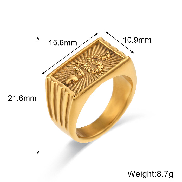 1 Piece Vintage Style Snake Stainless Steel Plating Wide Band Ring