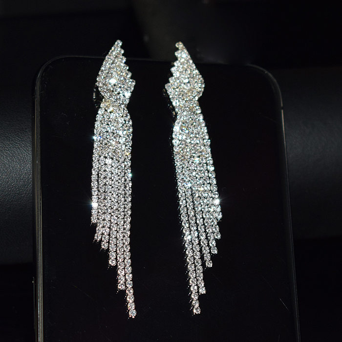 1 Pair Elegant Modern Style Geometric Inlay Copper Rhinestones Drop Earrings