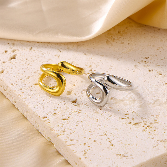 Anéis abertos de aço inoxidável de cobra de cor sólida estilo clássico retrô