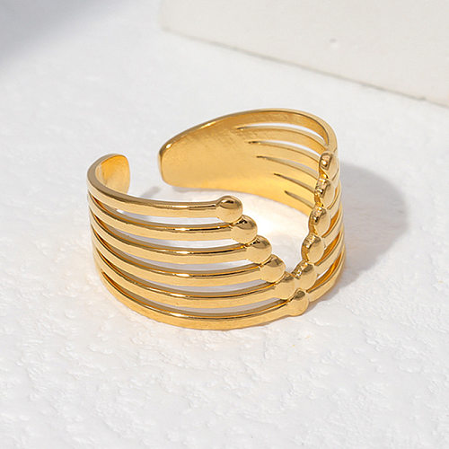 Retro Stripe Stainless Steel Hollow Out Open Ring