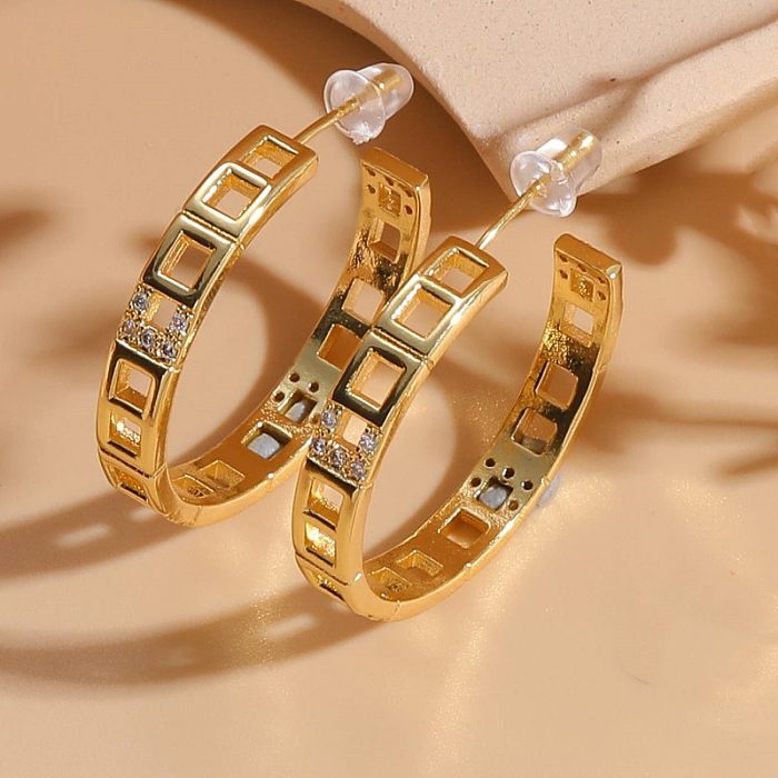 1 Pair Elegant C Shape Butterfly Plating Inlay Copper Zircon 14K Gold Plated Ear Studs