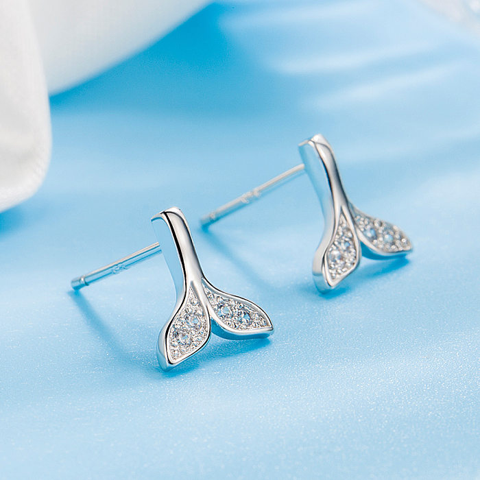 Fashion Diamond-studded Fishtail Female Simple Copper Earrings Gifts