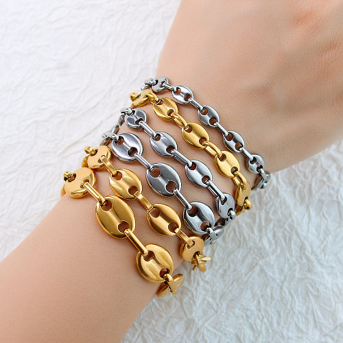 Simple Style Solid Color Stainless Steel Titanium Steel Plating Bracelets Necklace