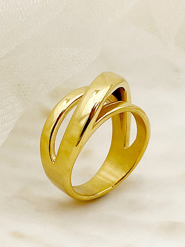 Anéis folheados a ouro geométricos de aço inoxidável estilo clássico a granel