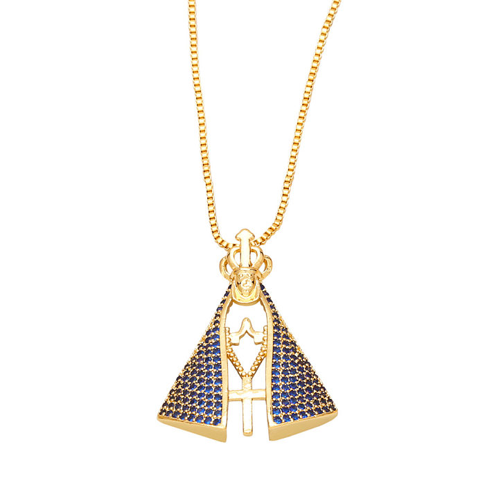Modische Kupfer-Halskette mit Diamant-Anhänger und religiösem Element