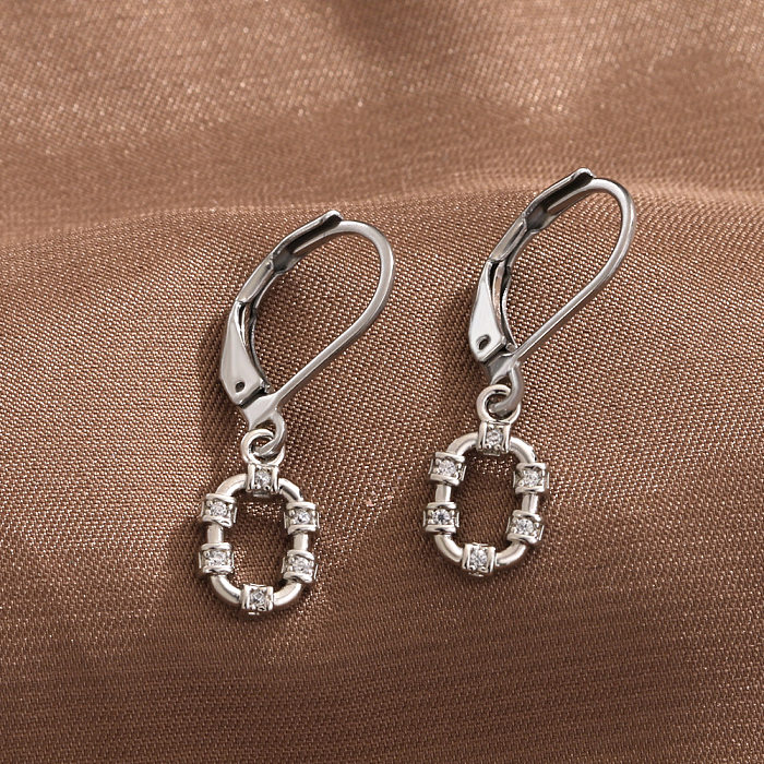 1 Pair Casual Simple Style Cross Heart Shape Flower Plating Inlay Copper Zircon Drop Earrings