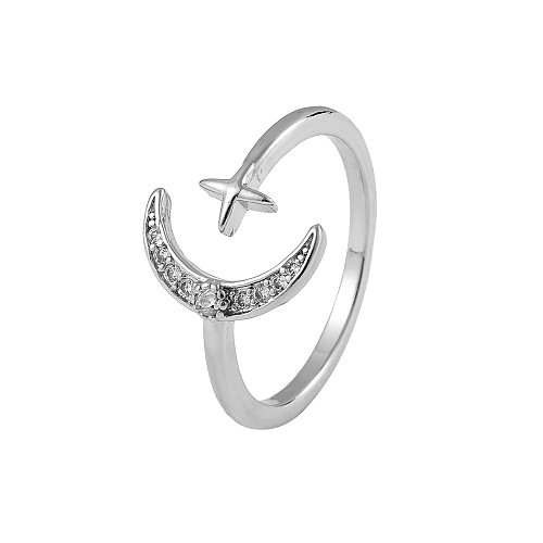 1 Piece Sweet Butterfly Copper Plating Metal Zircon Open Ring