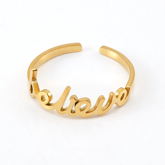Fashion Letter Stainless Steel Open Ring 1 Piece