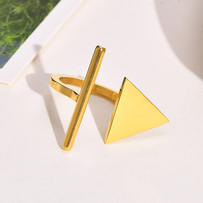 Simple Style Triangle Titanium Steel Gold Plated Open Ring
