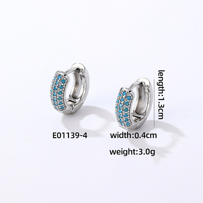 1 Pair Casual Modern Style Round Inlay Copper Zircon Earrings