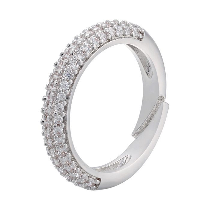 Simple Fashion Micro-inlaid  Multi-color Zircon Adjustable Copper Ring Wholesale jewelry