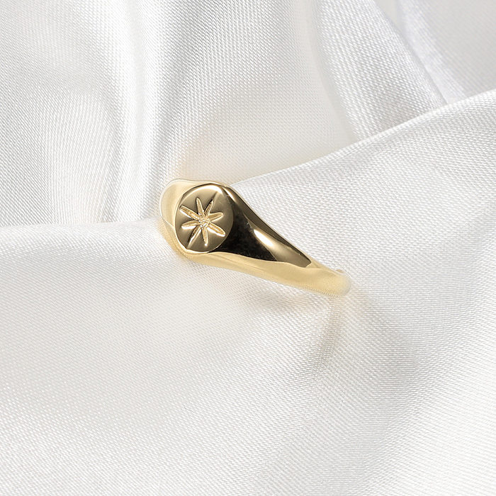 Elegante casamento hexagrama polimento de aço inoxidável chapeamento anéis abertos banhados a ouro 14K
