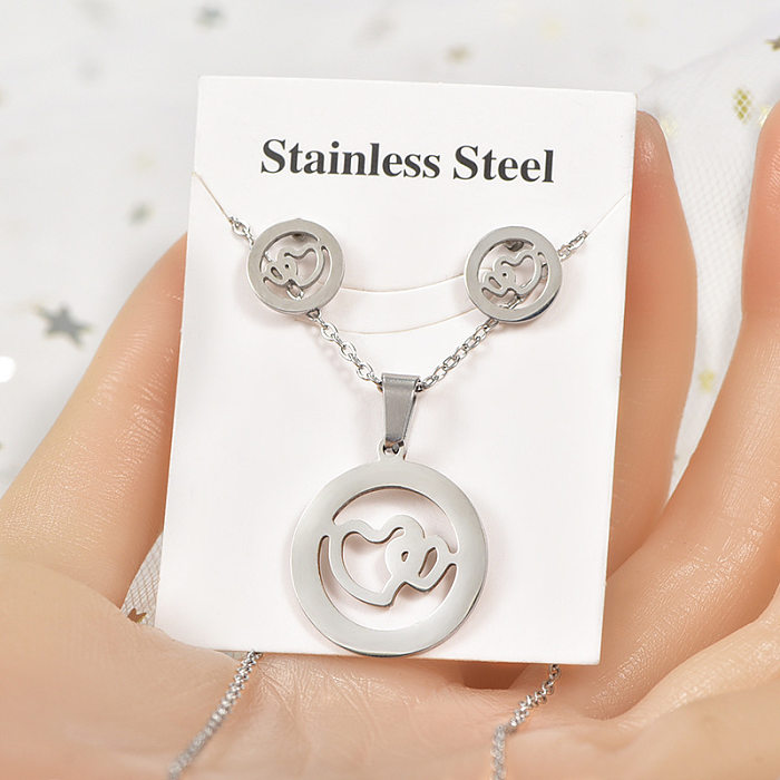 Simple Style Tortoise Star Heart Shape Stainless Steel Hollow Out Earrings Necklace 1 Set
