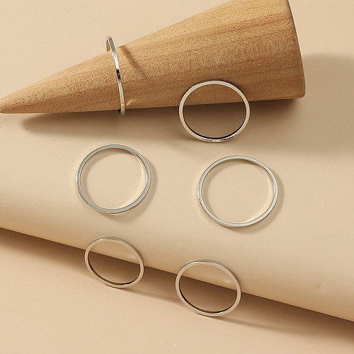Simple Style Geometric Stainless Steel Plating Rings 6 Pieces