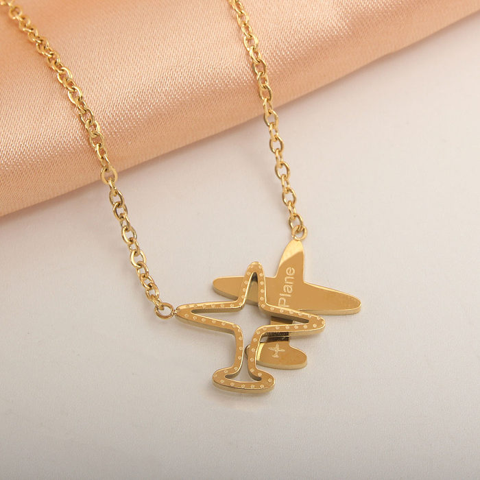 Basic Vintage Style Cross Copper Plating Inlay Zircon Gold Plated Pendant Necklace