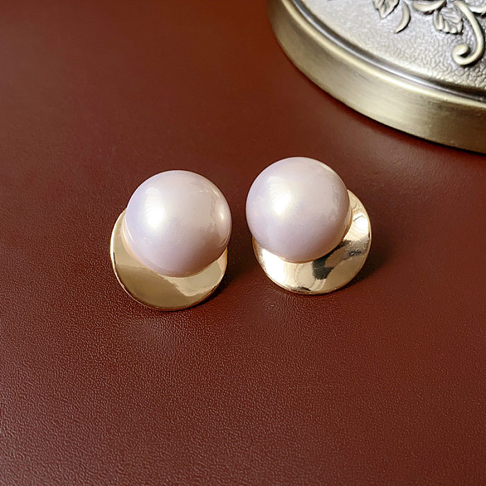 1 Pair Lady Heart Shape Flower Plating Inlay Copper Artificial Pearls Drop Earrings Ear Studs