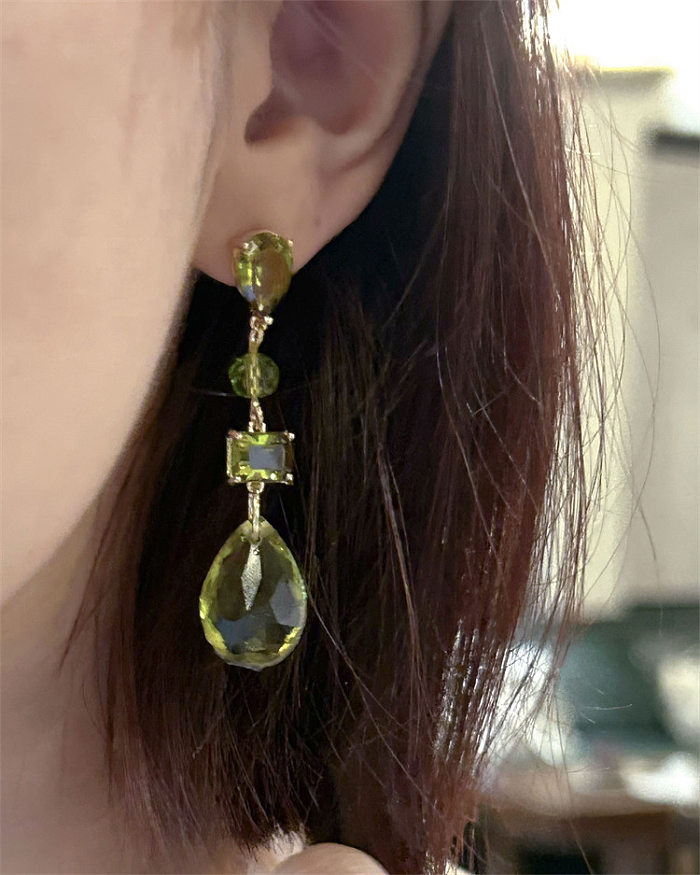 1 Pair Modern Style Water Droplets Plating Inlay Copper Zircon Drop Earrings