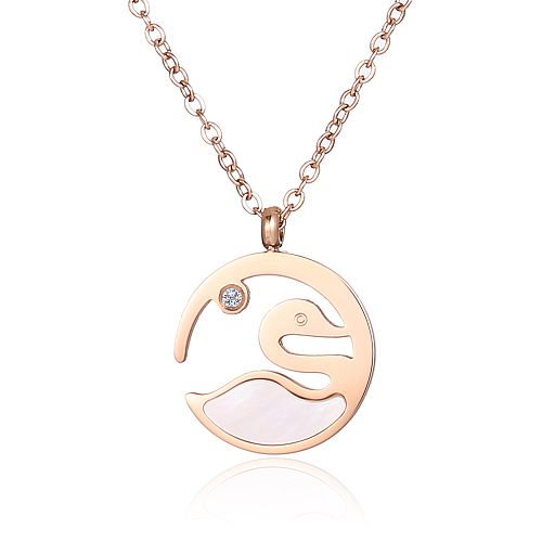 Simple Style Animal Copper Plating Inlay Diamond Rose Gold Plated Pendant Necklace